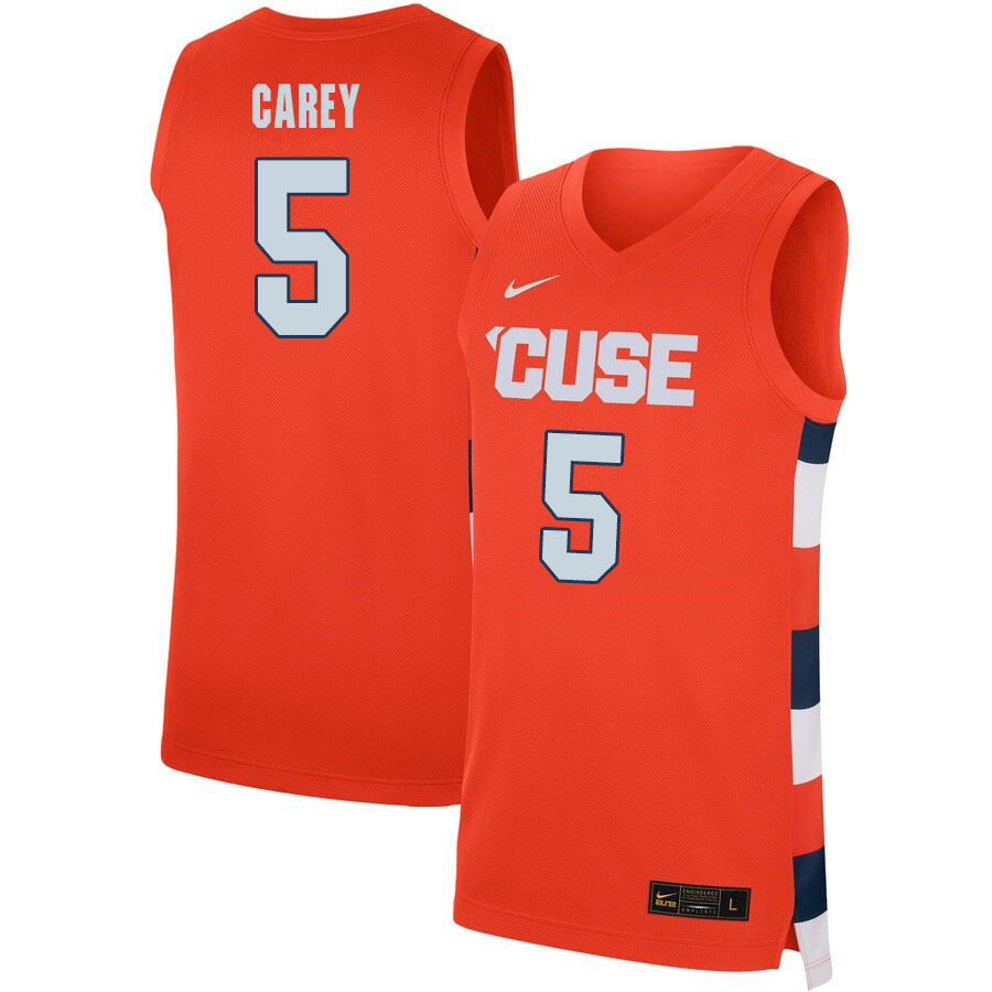 2020 Men #5 Jalen Carey Syracuse Orange College Basketball Jerseys Sale-Orange